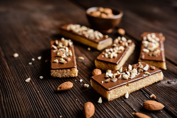 Almond shortbread sticks with chocolate glaze
