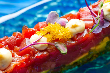 Tuna fish Tartare Tartar with wakame algae