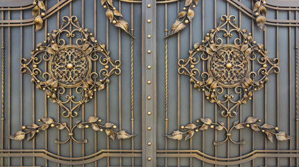 Forged flower decorative element gates Hammered gates.