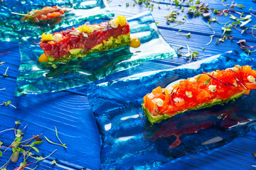 Salmon and Tuna Tartare with Anchovies