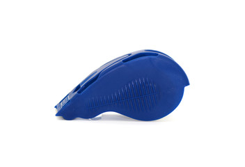 Blue tape holder or tape dispenser on white background