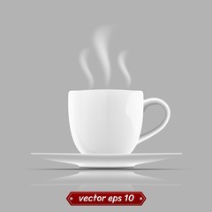 Vector illustration of white coffee cup ceramic isolated