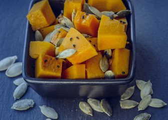 Vegetarian salad with pumpkin