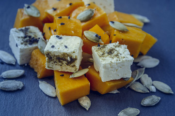 Delicious salad with pumpkin