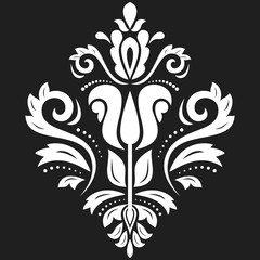Elegant vector ornament in classic style. Abstract traditional pattern with oriental elements. Classic vintage black and white pattern