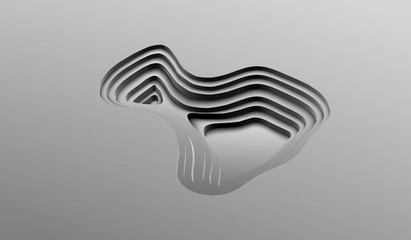 3d Topological map of mountains and hills. Cartography and topology. Vector illustration