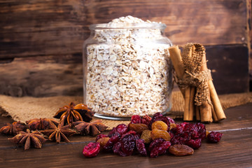 oats jar nuts mix and dry fruits
