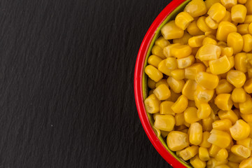 sweet canned corn in bowl
