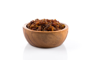 Sweet raisins on white