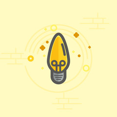 Simple vector color icon of a bulb. Traditional ellipse form.
