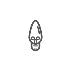 Simple vector icon of a bulb. Traditional ellipse form. Silhouette.

