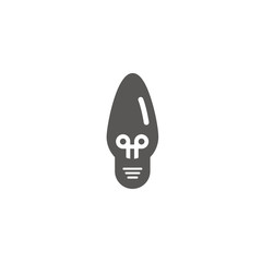 Simple vector icon of a bulb. Traditional ellipse form. Silhouette.
