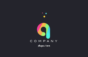 q colored rainbow creative colors alphabet letter logo icon