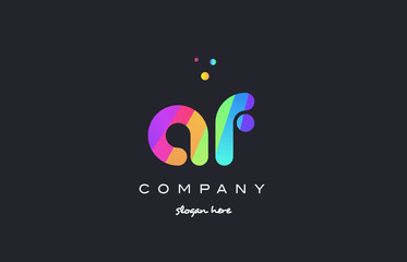 Fototapeta na wymiar af a f colored rainbow creative colors alphabet letter logo icon