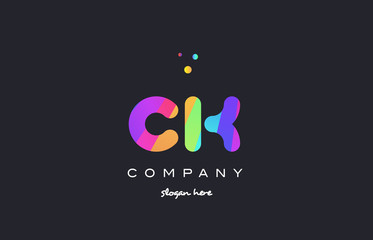 ck c k  colored rainbow creative colors alphabet letter logo icon