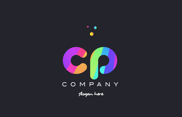 cp c p  colored rainbow creative colors alphabet letter logo icon