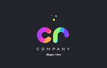 cr c r  colored rainbow creative colors alphabet letter logo icon