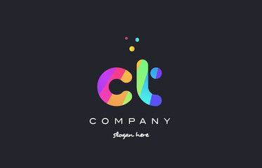 ct c t  colored rainbow creative colors alphabet letter logo icon