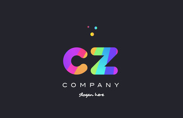 cz c z  colored rainbow creative colors alphabet letter logo icon