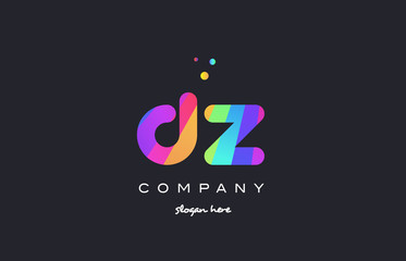 dz d z  colored rainbow creative colors alphabet letter logo icon