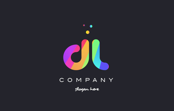 dl d l  colored rainbow creative colors alphabet letter logo icon
