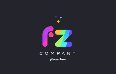 fz f z  colored rainbow creative colors alphabet letter logo icon