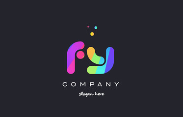 fy f y  colored rainbow creative colors alphabet letter logo icon