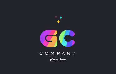 gc g c  colored rainbow creative colors alphabet letter logo icon