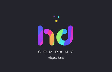 hd h d  colored rainbow creative colors alphabet letter logo icon