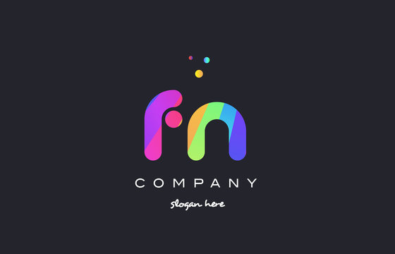 fn f n  colored rainbow creative colors alphabet letter logo icon