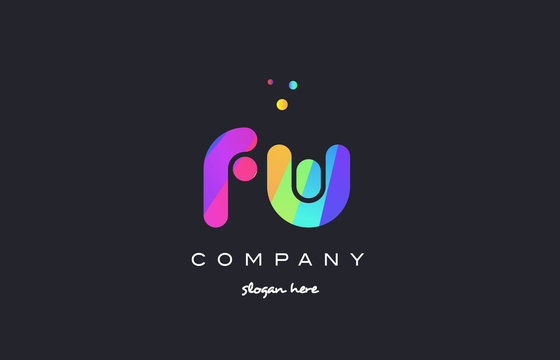 fw f w  colored rainbow creative colors alphabet letter logo icon