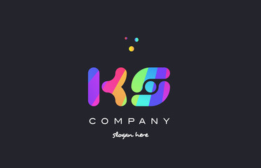 ks k s  colored rainbow creative colors alphabet letter logo icon