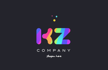 kz k z  colored rainbow creative colors alphabet letter logo icon