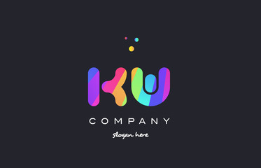 kw k w  colored rainbow creative colors alphabet letter logo icon
