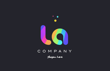 la l a  colored rainbow creative colors alphabet letter logo icon