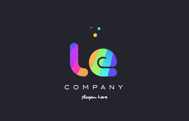 le l e  colored rainbow creative colors alphabet letter logo icon