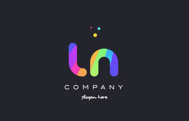 ln l n  colored rainbow creative colors alphabet letter logo icon