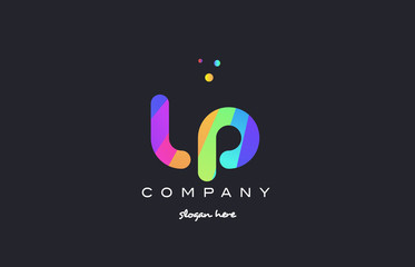 lp l p  colored rainbow creative colors alphabet letter logo icon