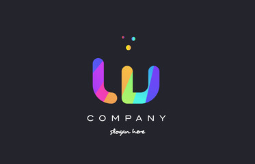 ,  l v  colored rainbow creative colors alphabet letter logo icon