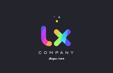 lx l x  colored rainbow creative colors alphabet letter logo icon