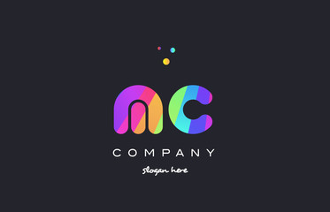 mc m c  colored rainbow creative colors alphabet letter logo icon