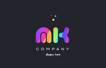 mk m k  colored rainbow creative colors alphabet letter logo icon