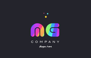 mg m g  colored rainbow creative colors alphabet letter logo icon
