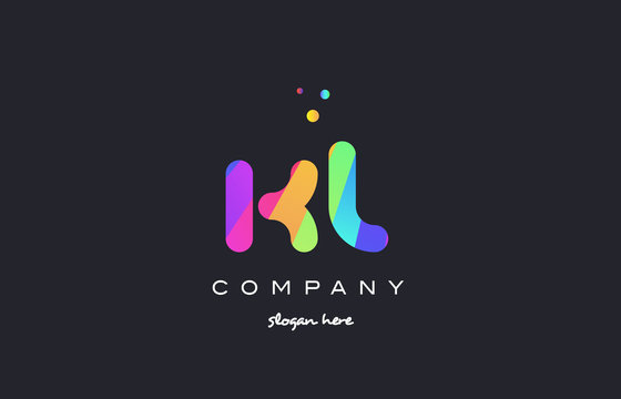 kl k l  colored rainbow creative colors alphabet letter logo icon