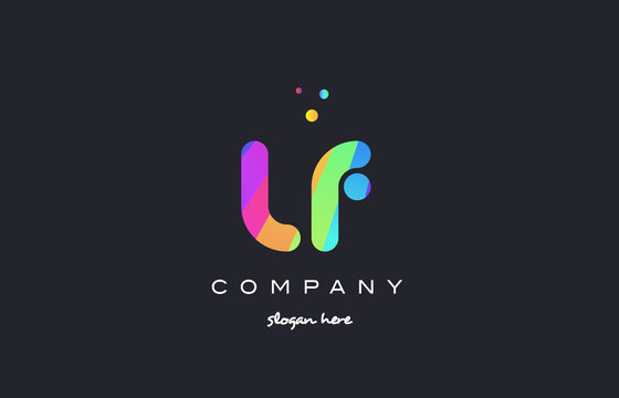 lf l f  colored rainbow creative colors alphabet letter logo icon