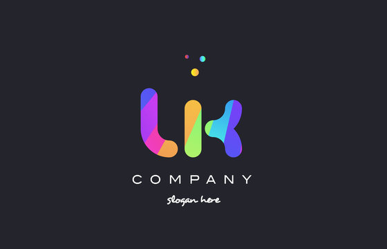 lk l k  colored rainbow creative colors alphabet letter logo icon