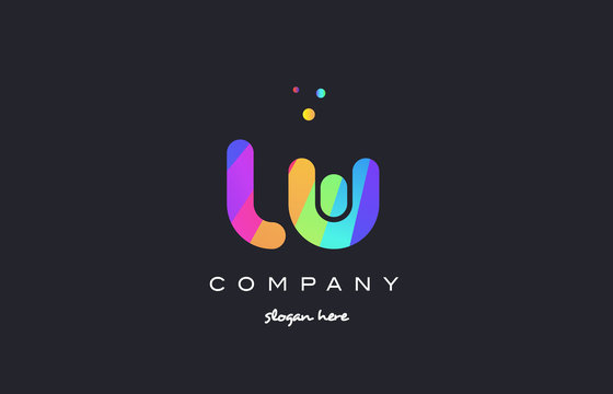 lw l w  colored rainbow creative colors alphabet letter logo icon