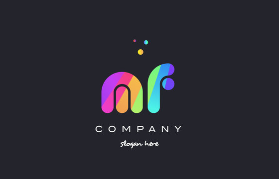 mf m f  colored rainbow creative colors alphabet letter logo icon