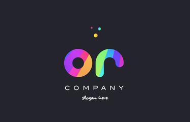 or o r  colored rainbow creative colors alphabet letter logo icon