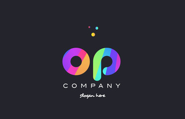 op o p  colored rainbow creative colors alphabet letter logo icon